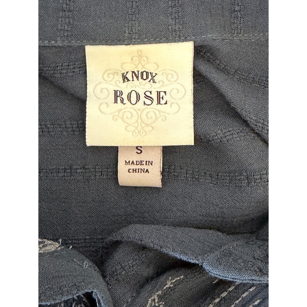 Knox Rose Embroidered Button Down Top Small Gray Boho Long Sleeve Blouse - Picture 6 of 7